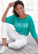 Elbsand Shirt met 3/4-mouwen met logoprint, katoenmix, losse pasvorm