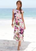 Beachtime Midi-jurk met bloemenprint en elastische tailleband, zomerju...