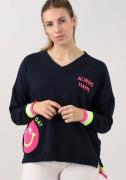 Zwillingsherz Sweatshirt Met V-hals en Smiley print op de zijkant van ...