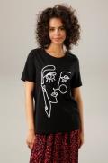 NU 25% KORTING: Aniston CASUAL T-shirt met artistiek hoofd van koord e...