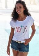 NU 20% KORTING: Beachtime T-shirt met modieuze gezegden frontprint "ad...