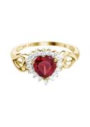 Firetti Ring Hart met granaat, zirkoon (synthetisch)