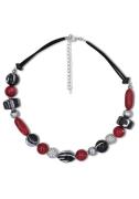 Firetti Collier Gedeeltelijk meerrijig, rood, zwart Made in Germany - ...