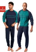 le jogger® Pyjama voor heren in dubbelpak in een lang model met opgest...