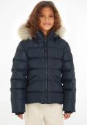 Tommy Hilfiger Gewatteerde jas ESSENTIAL DOWN FUR HOOD JACKET met imit...