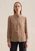 seidensticker Overhemdblouse Zwarte roos Lange mouwen kraag geometrisc...