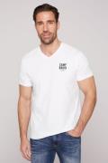 NU 20% KORTING: CAMP DAVID Shirt met V-hals met logo-print op borsthoo...