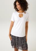 NU 20% KORTING: Aniston CASUAL T-shirt met trendy cut-outs aan de voor...