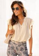 NU 20% KORTING: Lascana Blouse zonder sluiting met ruches-mouwen, kort...