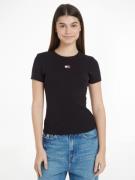 TOMMY JEANS Shirt met ronde hals TJW SLIM BADGE RIB TEE in ribstructuu...