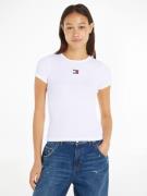 TOMMY JEANS Shirt met ronde hals TJW SLIM BADGE RIB TEE in ribstructuu...