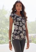 Lascana Lang Shirt met brede tailleband van viscose-mix (1-delig)