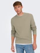 ONLY & SONS Trui met ronde hals ONSTONY DS 12 LS WAFFLE CREW KNIT