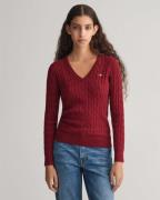 NU 20% KORTING: Gant Gebreide trui STRETCH COTTON CABLE V-NECK met log...