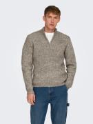 ONLY & SONS Schipperstrui ONSTEGAN REG 5 WOOL HALF ZIP KNIT BF