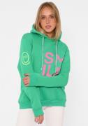 NU 20% KORTING: Zwillingsherz Hoodie met geborduurd neon-smiley en koo...