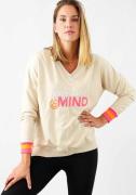 Zwillingsherz Sweatshirt met v-hals, "positive mind"-borduursel en neo...