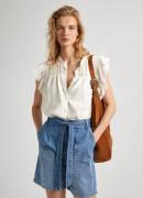 NU 20% KORTING: Pepe Jeans Blouse met korte mouwen Dakota met volants ...