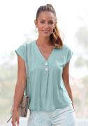 Lascana Blouse zonder sluiting met modieuze knopen, luchtige korte mou...