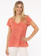 Zwillingsherz T-shirt Positive Mind met v-halslijn, stempeldruk en zoo...