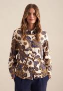 seidensticker Overhemdblouse Zwarte roos Lange mouwen kraag paisley