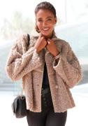 Lascana Jack van imitatiebont met imitatielederen inzetten, sherpa-jas...