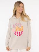 Zwillingsherz Hoodie "Love Yourself" met capuchon en flockprint in fri...