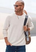 H.I.S Gebreide trui Pullover met hoogwaardige halsafwerking in double-...