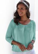 Lascana Shirt met 3/4 mouwen Met fijne plooien bij de hals