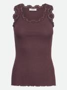 rosemunde Tanktop Babette Silk Top prachtige vintage kantafwerking aan...