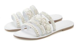 Lascana Slippers Sandaal, zomerschoen, mule, met luxueus gegarneerde r...