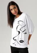 Aniston SELECTED Shirt met vleermuismouwen met abstract gezichtdruk