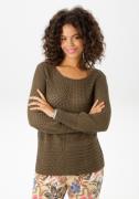 Aniston CASUAL Trui met ronde hals met trendy gemixte ajourmotieven