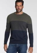 Man's World Trui met ronde hals Tot maat 5 XL met blokstrepen