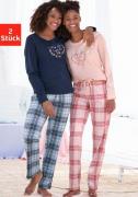 Vivance Dreams Pyjama met ruit- en bloemenprint in een dubbelpack (4-d...
