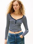 TOMMY JEANS Shirt met lange mouwen TJW SLIM HENLEY WAFFLE LS