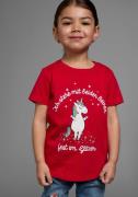 KIDSWORLD T-shirt Met eenhoorn-print en glinsterende effecten Korte mo...