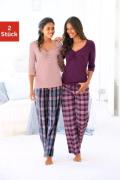 Vivance Dreams Pyjama met geruite broek (4-delig, Set van 2)