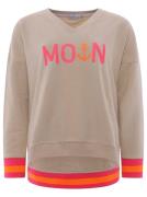 Zwillingsherz Sweatshirt met v-hals en geborduurd "moin" in neonkleure...
