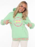 Zwillingsherz Hoodie "Always Positive" met capuchon en neonkleurige ap...