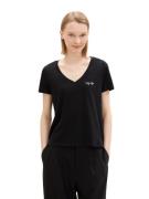 Tom Tailor Denim Shirt met V-hals met statement-prints (set, 2-delig)