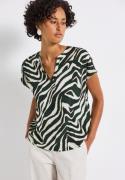 STREET ONE Blouse met korte mouwen met zebramotief
