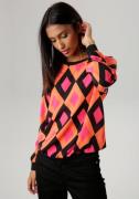 Aniston SELECTED Shirtblouse met effen borden en retro-patroon