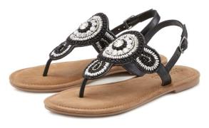 Lascana Teenslippers Sandaal, pantoffel in glitter-look en zachte lere...