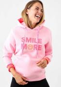 Zwillingsherz Hoodie Smile More met vrolijke borduursel en neonboord