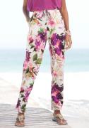 Beachtime Jerseybroek met bloemenprint en elastische tailleband, zomer...