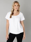 Base Level T-shirt Yona met aanrimpeling bij de ronde hals
