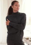 Lascana Gebreide trui -Lounge Pullover met staande kraag en ribboorden...