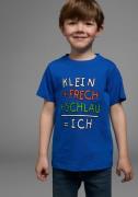 KIDSWORLD T-shirt Met spreuk: KLEIN+FRECH+SCHLAU... Korte mouwen, basi...
