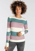 KangaROOS Trui met ronde hals met modieuze blokstrepen en trendy breip...